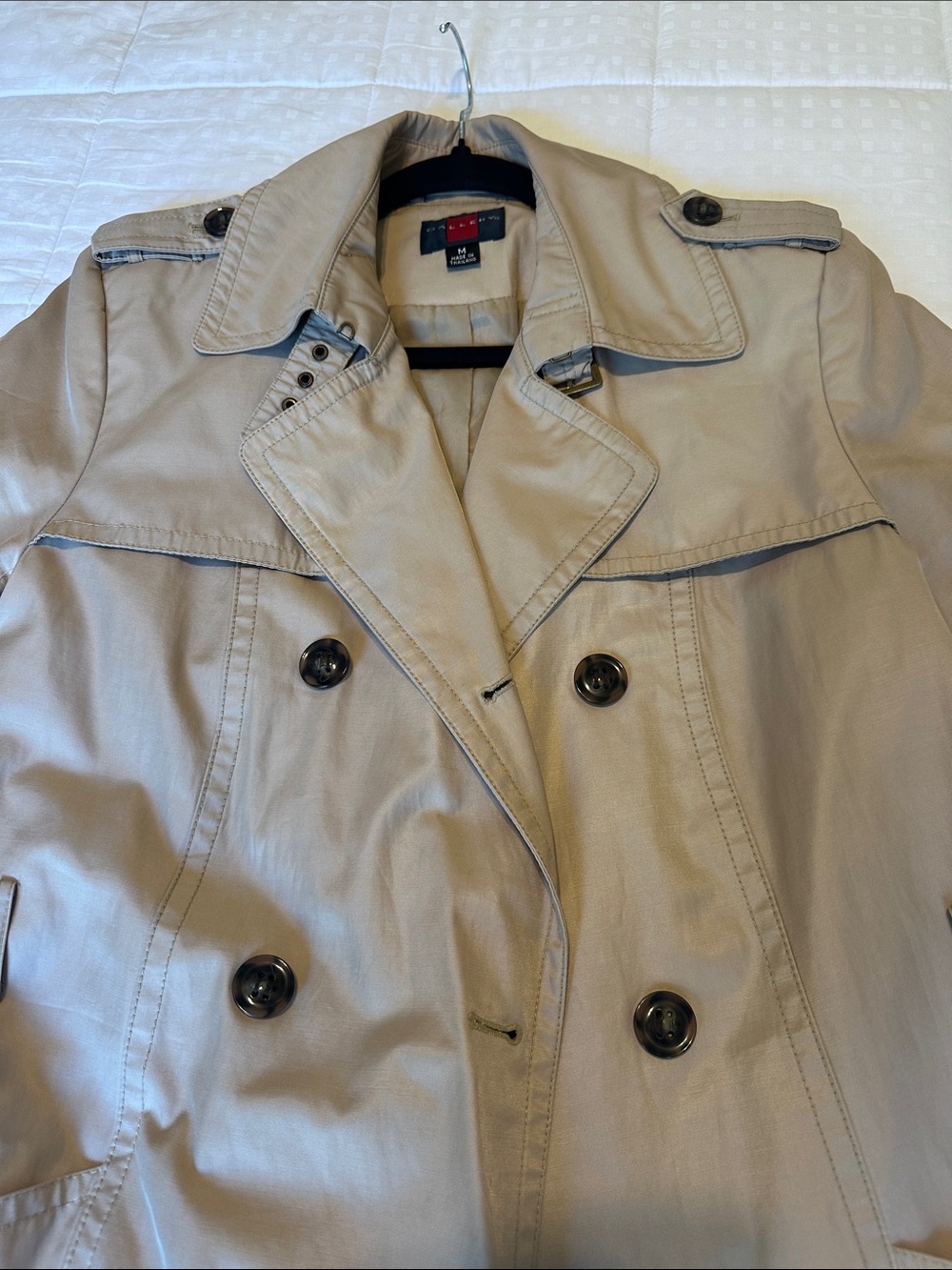 Women’s Styled Beige Trench Coat - Classic Double-Breasted Trench - Picture 5 of 13